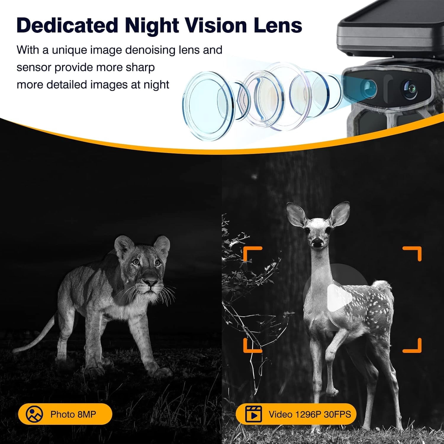 CAMPARK Trail Camera - Dual Lens Starlight Night Vision WiFi 4K 30FPS 60MP Hunting Game Cameras with IMX458 0.1s Trigger Sensors H.265 MP4 Video IP66 Waterproof Trail Cam for Wildlife Monitoring