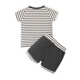 thumbnail image 2 of Gvmfive Infant Toddler Baby Boys Clothes Stripe Print Short Sleeve Tops T-shirt Shorts Outfits Set 6-9 Months, 2 of 8