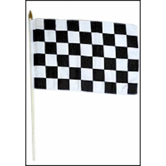 12x18 12"x18" Wholesale Lot of 3 Black & White Checkered Stick Flag wood Staff