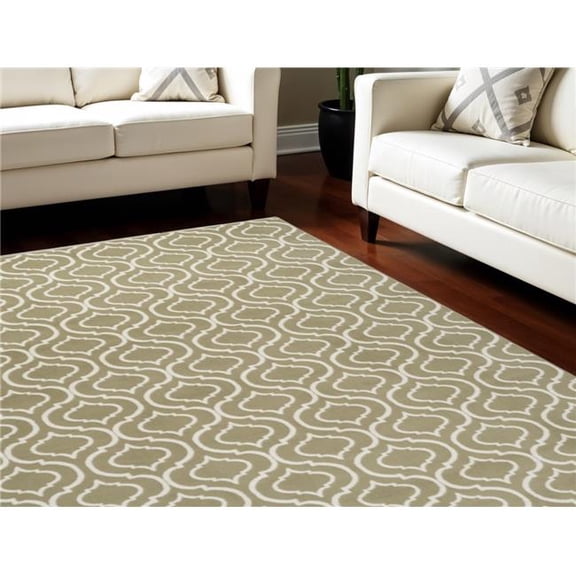 HomeRoots 550974 8 x 10 ft. Trellis Non Skid Rectangle Area Rug, Olive Green & Ivory