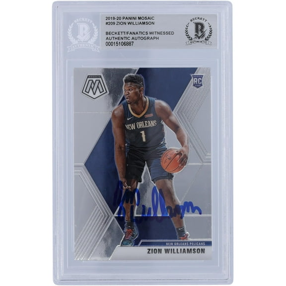 Zion Williamson New Orleans Pelicans Autographed 2019-20 Panini Mosaic #209 Beckett Fanatics Witnessed Authenticated Rookie Card - Fanatics Authentic Certified