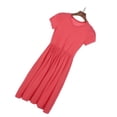 thumbnail image 1 of Sonducket Vestido de color sólido de manga corta con cuello plisado de Elenxs Gril conjuntos de ropa Melon rojo 140cm, 1 of 6