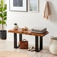 thumbnail image 6 of Alaterre Furniture Alpine 36-Inch Live Edge Solid Acacia Wood Bench with Black Metal Legs and Floor Protectors, Modern Farmhouse Entryway Hall Decor, 6 of 16