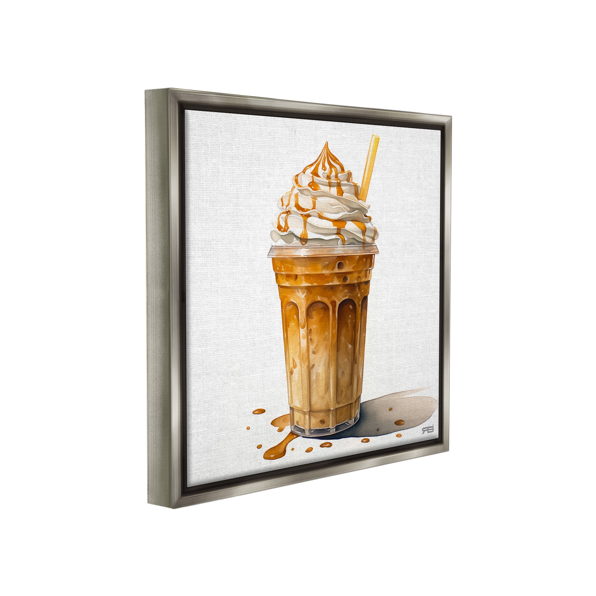 Stupell Industries Coffee with Whipped Cream Food & Beverage Painting Gray Floater Framed Canvas Art Print Wall Art, 25 x 25
