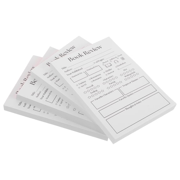 FENGGUIQU 400Pcs Book Review Notepad Set White Reading Log Cards for Student and Teacher Organization