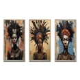 thumbnail image 2 of Designart "Tribal Queen of Urban Influence" African American Woman Framed Wall Art Set Of 3 - Brown Woman African American Frame Canvas Set For Living Room Decor, 2 of 6