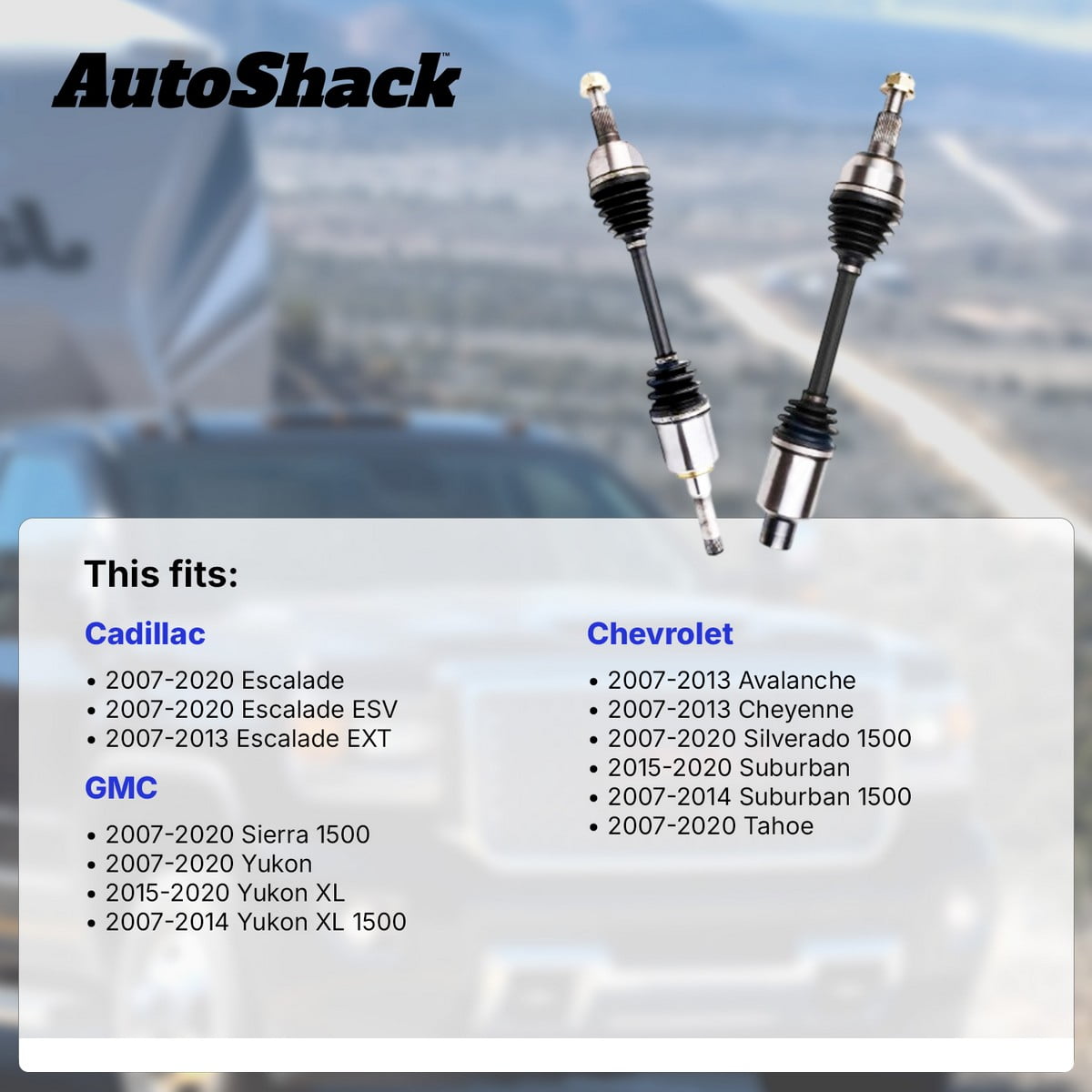AutoShack Front CV Axle Shaft Assembly for Chevrolet & GMC, Silverado 1500 2007-2018 Sierra 1500 2007-2018 Tahoe 2007-2020 Yukon 2007-2020, 4WD AWD V6 4.3L V8 4.8L 5.3L 6.0L 6.2L, Left or Right