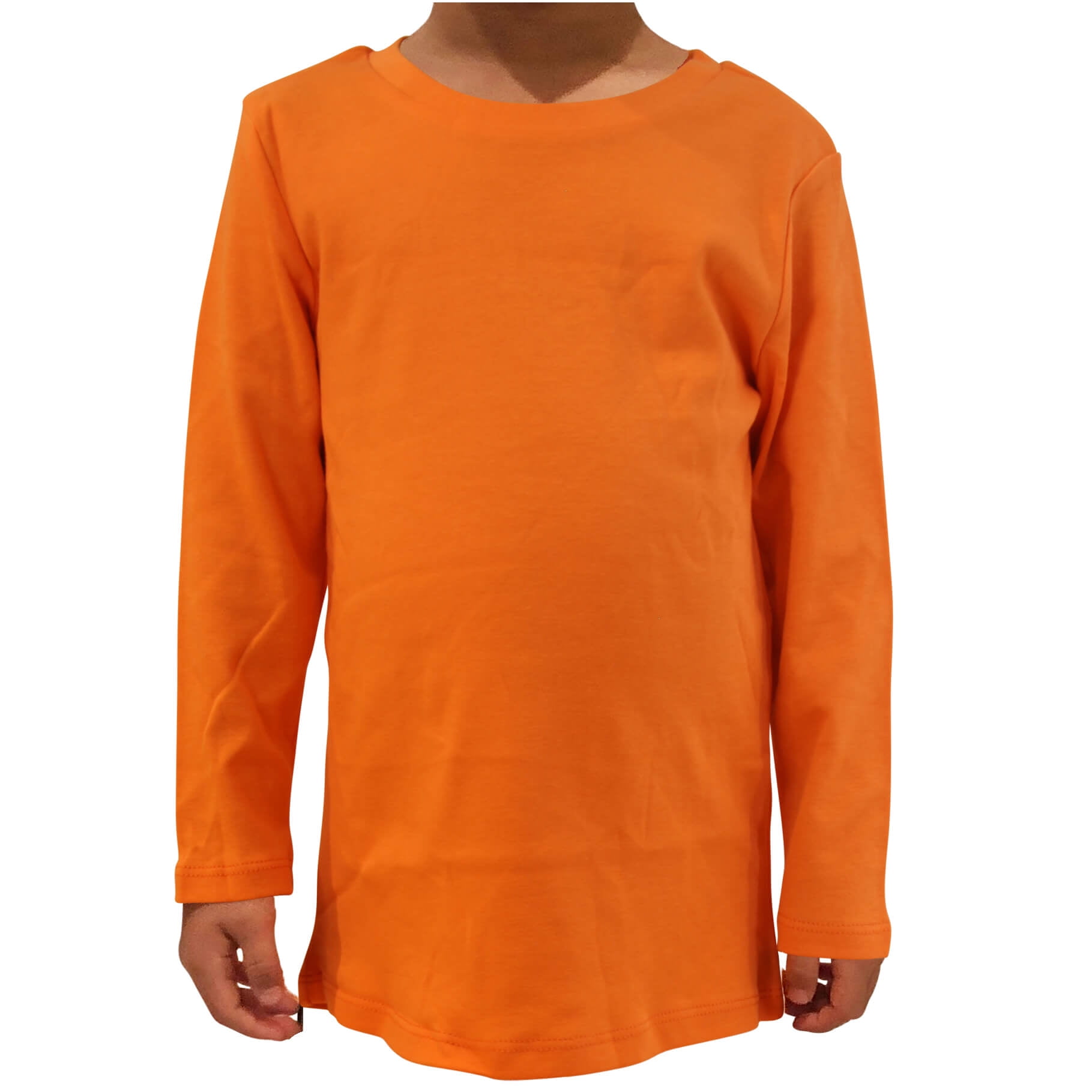 Kids Crew Neck Long Sleeve Plain Color Cotton Shirt, Red/White, 12M, 1 pc.