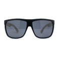 thumbnail image 2 of Eco Friendly Bamboo Wood Arm Large Flat Top Horn Rim Hipster Sunglasses All Black, 2 of 4