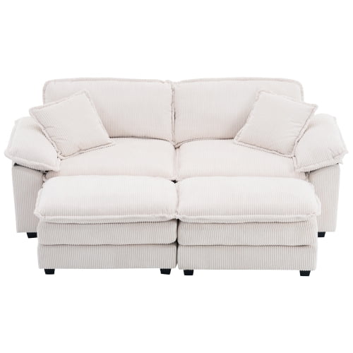Taoruifang Grand Canapé Nuage Modulaire, Sectionnel en Velours Côtelé de 84,6 Pouces avec Méridienne Réversible et Ottoman, Canapé de Salon Confortable de 300 Lb, Fauteuil Lounge Moderne en L