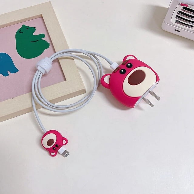 Stitch Mickey Mouse Cartoon Silicone Protector Case for IPhone Charger Cable Data Line Head Protection Cover Accessories Lotso Only protective case