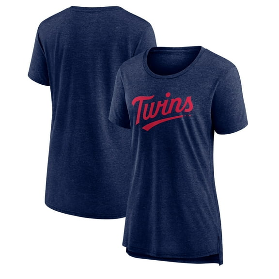 Women's Heather Navy Minnesota Twins Official Wordmark Tri-Blend T-Shirt
