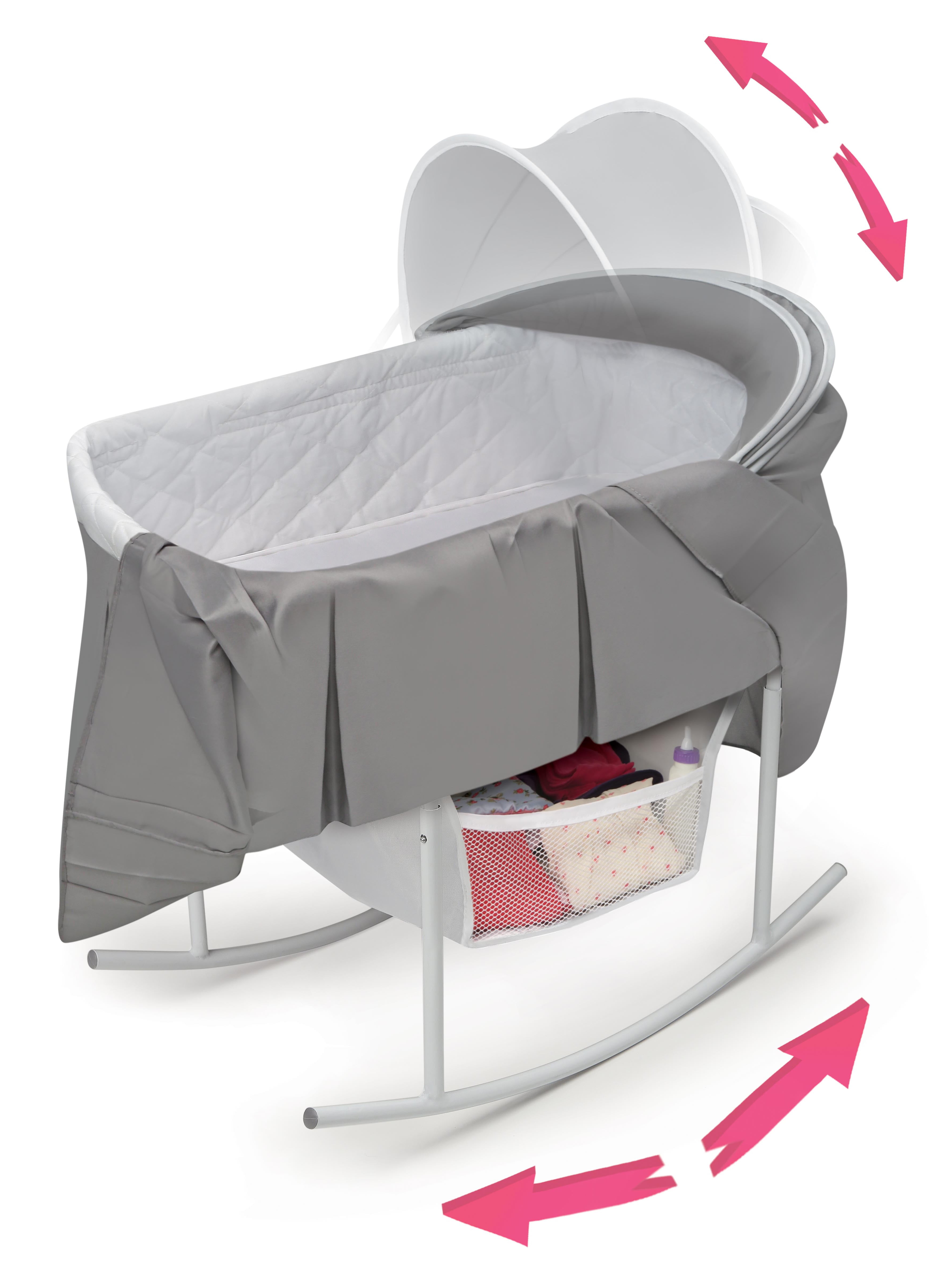 Badger Basket Cuddles Rocking Oval Doll Bassinet Gray White