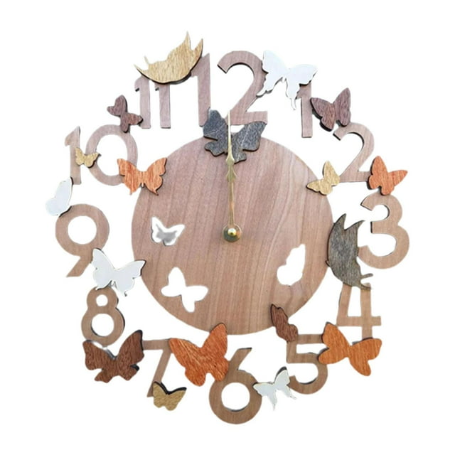 Reloj de pared vintage de 12 pulgadas, regalo de inauguración de la casa, regalo para mamá, decoración de tienda de costura. Patrón de mariposa