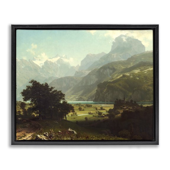 Stupell Industries Transitional Lake Lucern Albert Bierstadt Classic Fine Landscape Black Floating Frame Canvas Art, 31 x 25, by one1000paintings