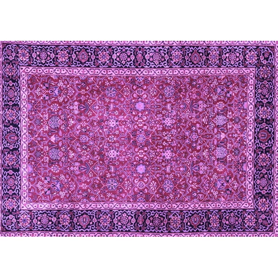 Ahgly Company Machine Washable Indoor Rectangle Persian Purple Traditional Area Rugs, 4' x 6'