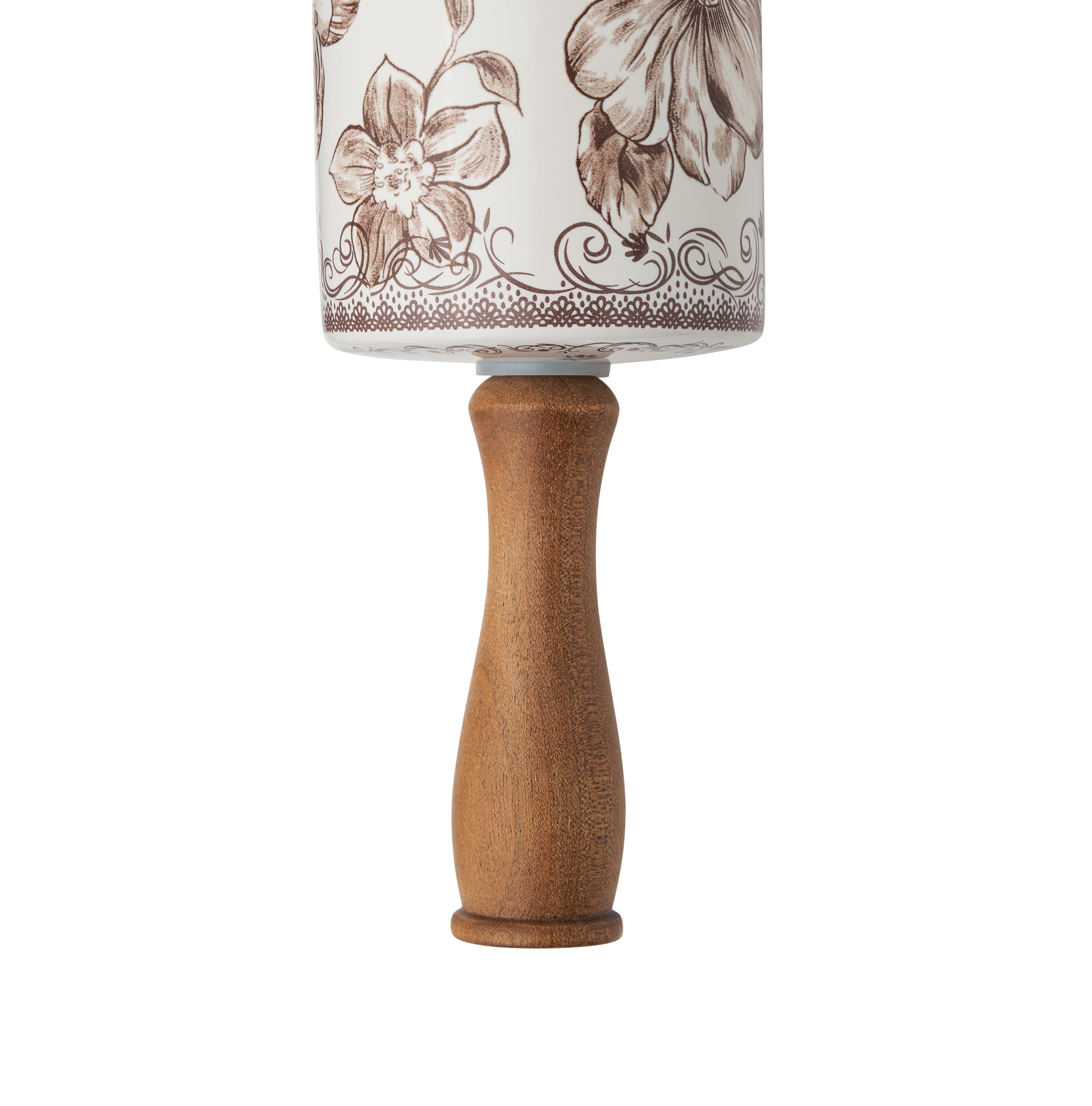 The Pioneer Woman Agatha Ceramic Rolling Pin with Wood Handles, Brown