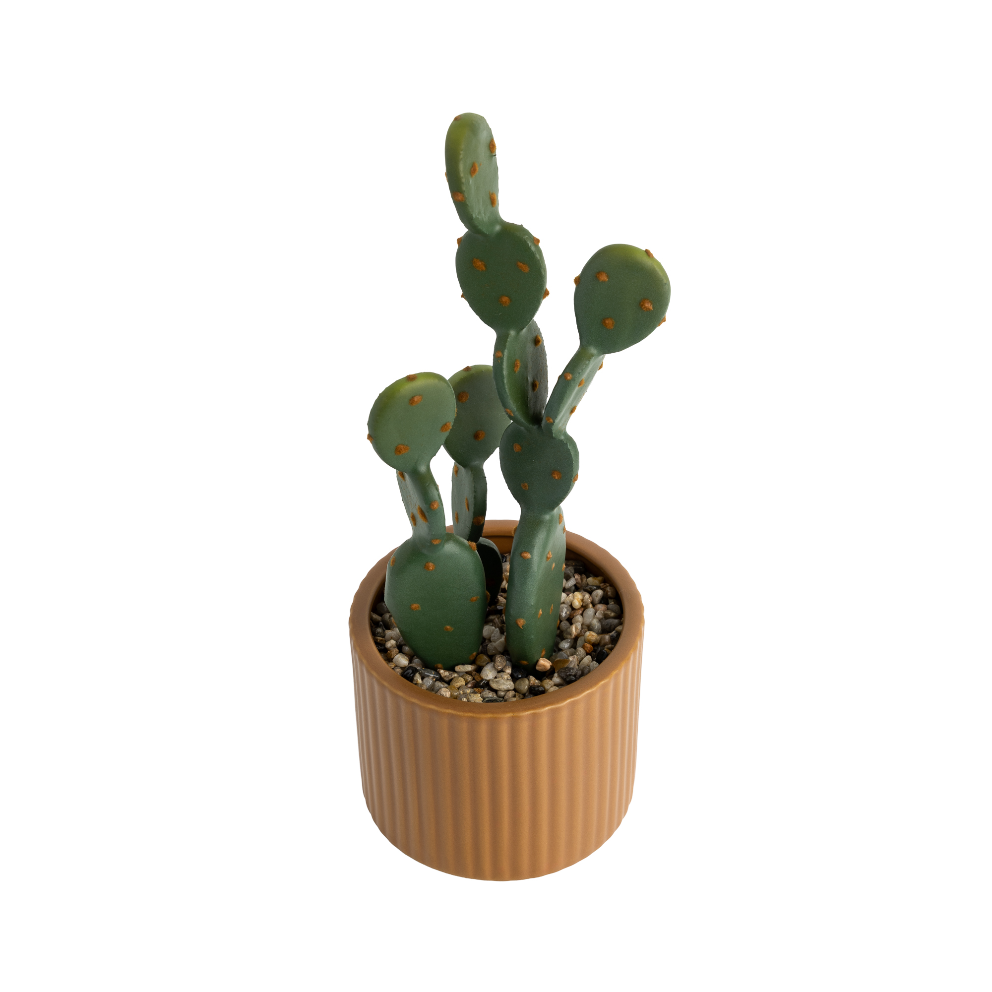 Mainstays 12-Inch Artificial Cactus in Ribbed Brown Ceramic Pot