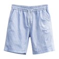 thumbnail image 4 of Mens Striped Casual Shorts Summer Beach Elastic Waist Drawstring Shorts with Pockets Mens Athletic Gym Shorts Daily Wear Walking Summer Outfit Blue S, 4 of 7