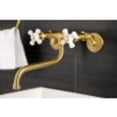 thumbnail image 2 of Kingston Brass KS615SB Wall Mount Bathroom Faucet, Brushed Brass, 2 of 5