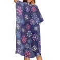 thumbnail image 4 of HELLHERO Floral Pattern Deep Blue Background Bathing Suit Cover Up Long High Quality Fabrics Loose Long Kimono Swimsuit Cover Up, 4 of 6