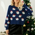 thumbnail image 2 of IROINNID Deals Pullover Sweater for Women Christmas Santa Claus Print Round-Neck Long Sleeve Warm Sweater Relaxed Fit Holiday Warm Pullover Tops,Dark Blue, 2 of 5
