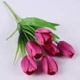 thumbnail image 2 of Btomtd 6-Heads Silk Flowers, 13 Inch Artificial Mini Tulips, Wedding Fake Flowers Arrangements, Home Decoration (Dark Purple), 2 of 9
