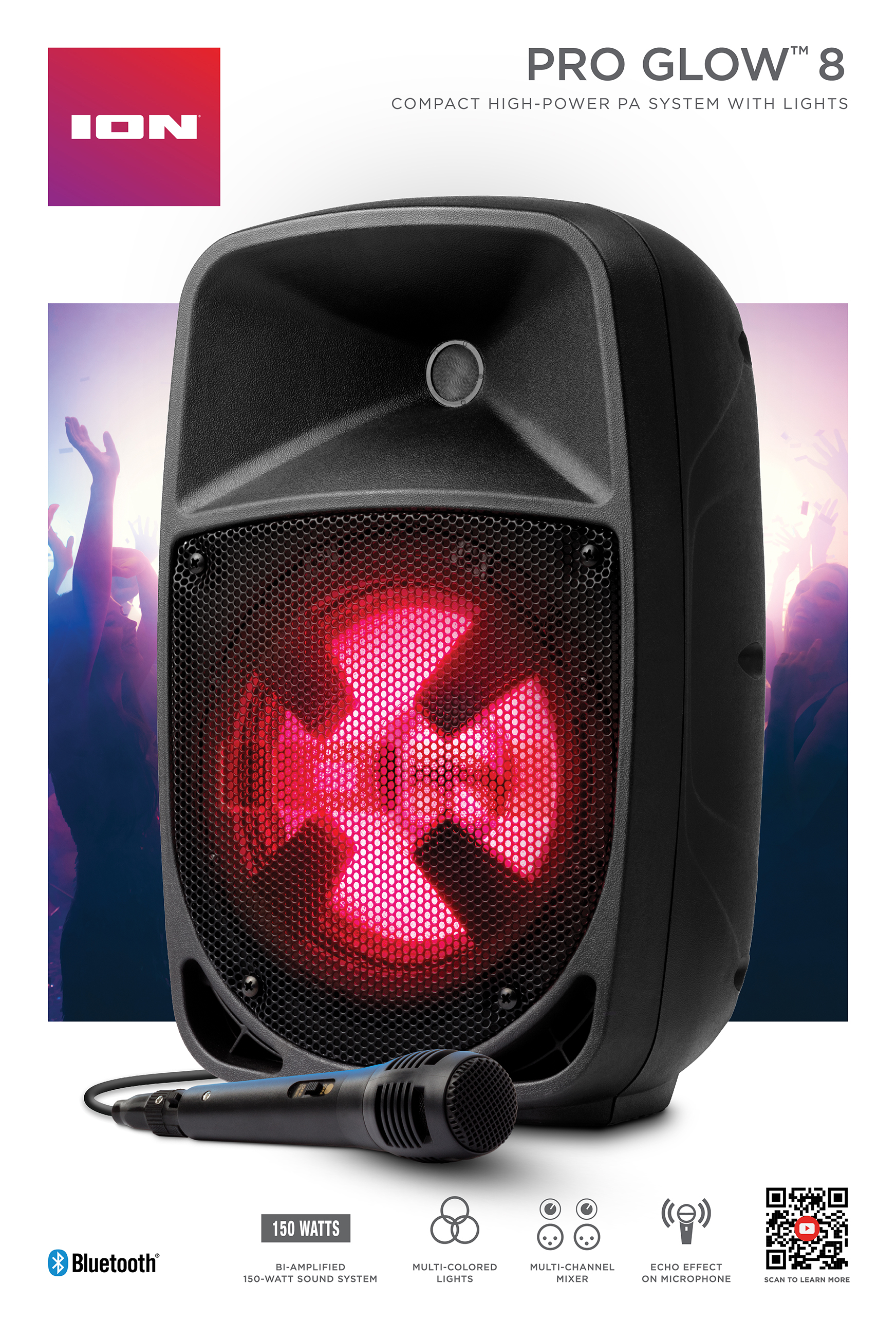 Ion Audio Pro Glow Compact High-Powered PA System with Lights 