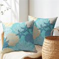 thumbnail image 4 of Nautical Coastal Pillow Covers 20x20 Inch Set of 2 Teal Beach Theme Ocean Seashell Coral Starfish Throw Pillow Covers Summer Outdoor Pillow Cases Cotton Linen Cushion Covers for Couch Bed Sofa Decor, 4 of 6