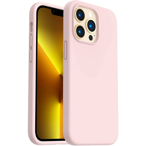 Shockproof Liquid Silicone Designed for iPhone 13 Pro Case Gel Rubber Full Body Protection Anti-Shock Cover Case Drop Protection 6.1inch-Chalk Pink