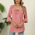 thumbnail image 2 of TKLPEHG Dressy Tops for Women Dressy Casual Round Neck 3/4 Sleeve Tunic Shirts Solid Color Elegant Tunic Tops Loose Comfy Clothes Blouses(Pink,S), 2 of 6