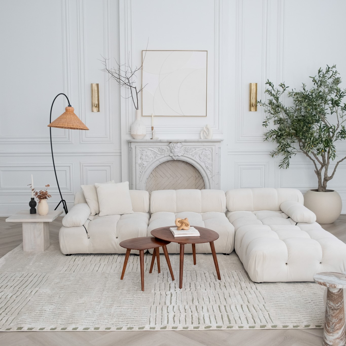 Rug Branch Domus Abstract Indoor Area Rug, Cream Green, Modern - Living Room, Bedroom, Dining Room, and Kitchen