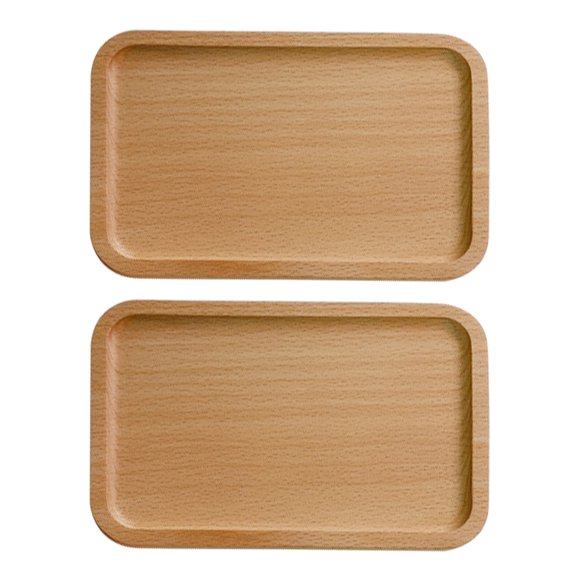 2Pcs Wooden Tray Solid Wood Serving Tray Bathroom Tray Rectangle Small Platter Tea Tray Coffee Table Tray
