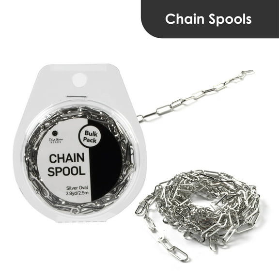 Blue Moon Beads Immitation Silver Plated Paper Clip Chain Spool for DIY Jewelry Making, 2.8 Yards-Unisex, Adult