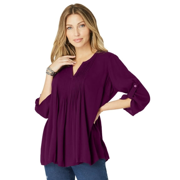 Roaman's Women's Plus Size Hand Crinkled Tara Shirt