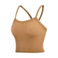 thumbnail image 6 of Wyongtao Womens Ribbed Knit Tank Tops Strap Solid Color Slim Fitted Crop Camisole Casual Trendy Sport Going Out Clothes (S, Khaki), 6 of 8