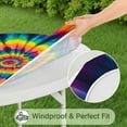 thumbnail image 5 of Colorful Rainbow Tie Dye Spiral Pattern Round Fitted Tablecloth with Elastic Edge,Dining Table Cover Waterproof,Outdoor Round Tablecloth for Camping,Dining,Indoor and Outdoor, 5 of 7