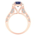 thumbnail image 4 of Halo Engagement Ring for Women - 2.37ct Simulated Blue Sapphire in 14K Rose Gold Promise Ring, 4 of 6