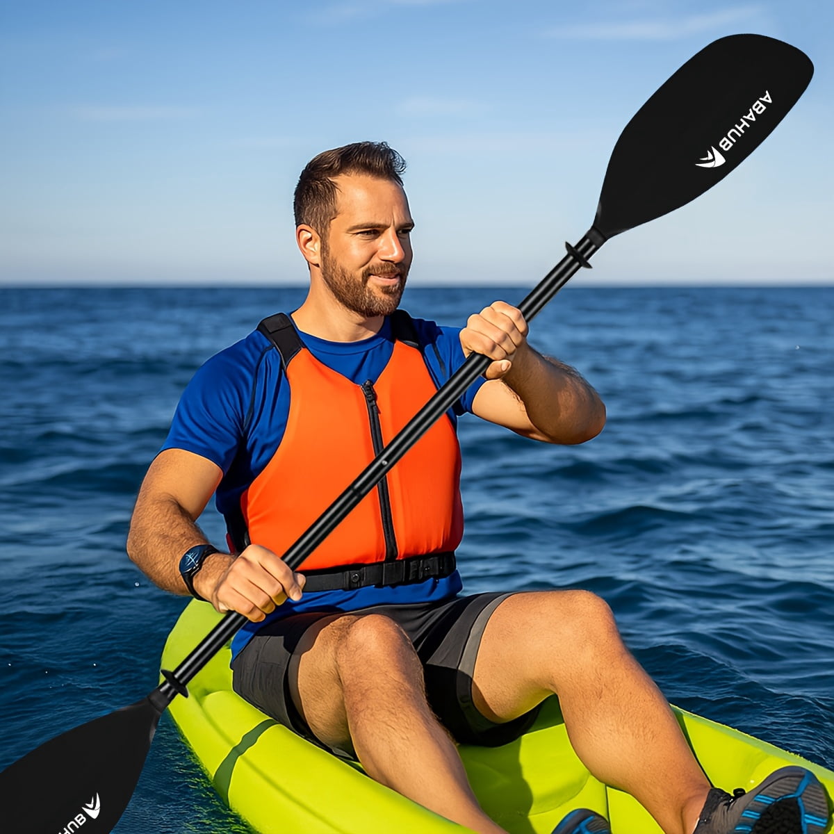 AbahubFit Kayak Paddle 86in/218cm (2-Piece), Lightweight&Floatable Aluminum Shaft for Kayaking Canoeing Boating