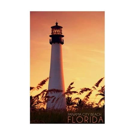 Panama City Beach, Florida - Lighthouse and Seagrass Print Wall Art By Lantern