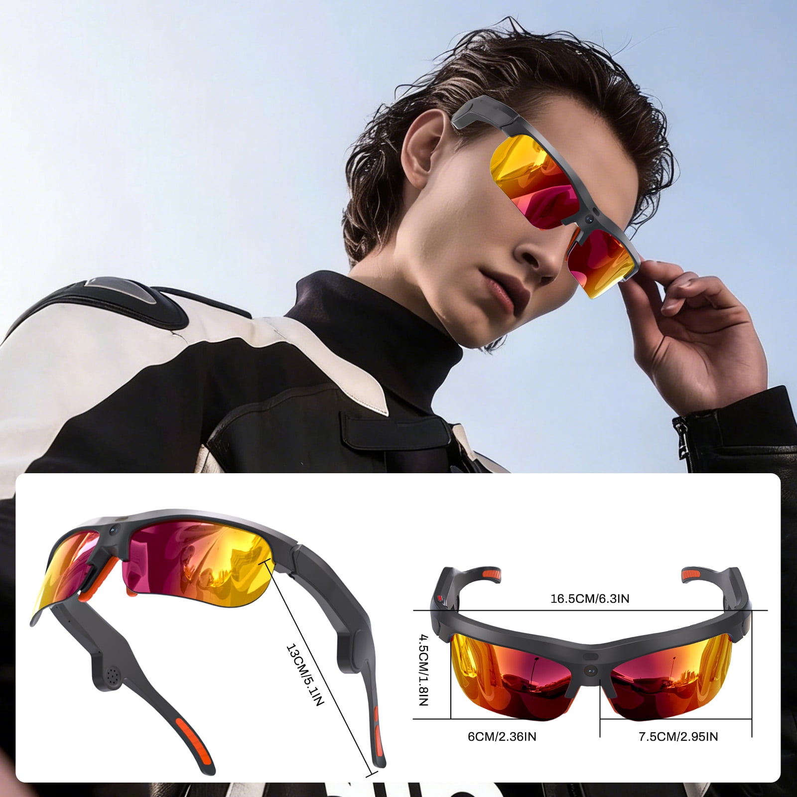 AI Smart Sports Glasses – 20MP Camera, EIS Video, Open-Ear Audio, Real-Time Translation, Photochromic UV400 Lenses for Cycling & Hiking, Purple