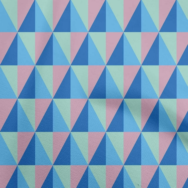 oneOone Georgette Viscose Medium Blue Fabric Geometric Sewing Material Print Fabric By The Yard 42 Inch Wide