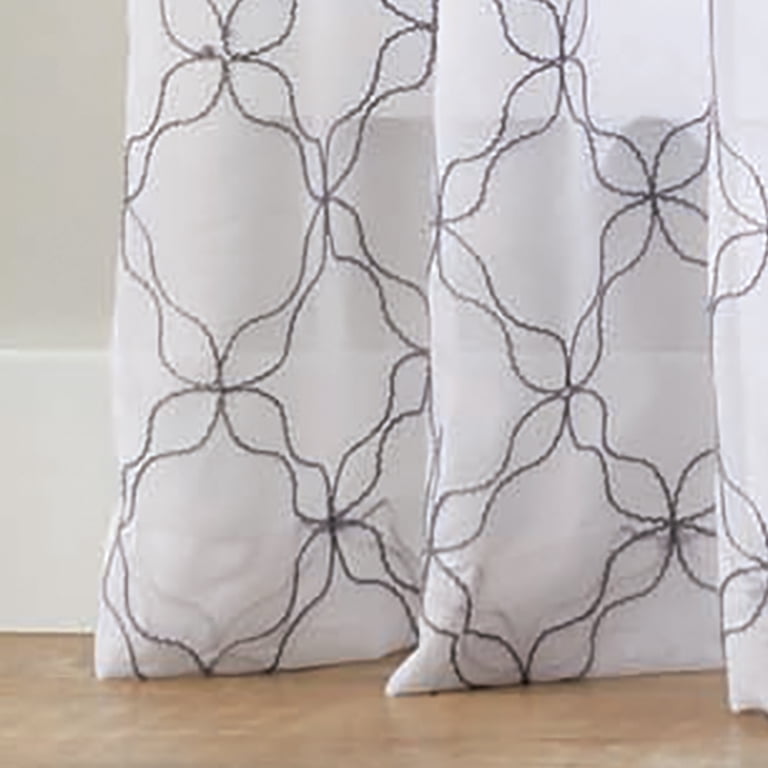 Better Homes & Gardens Quatrefoil Embroidered Sheer Curtain Panel photo 5
