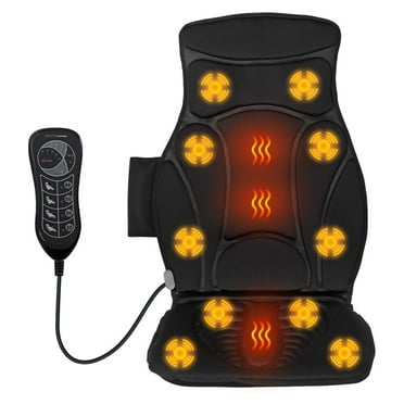 Massage Seat Cushion Back Massager with Heat Chair Massager, 10 Vibration Nodes & 2 Heat Pads, Back Massager for Chair, Massage Chair Pad for Home Office Use