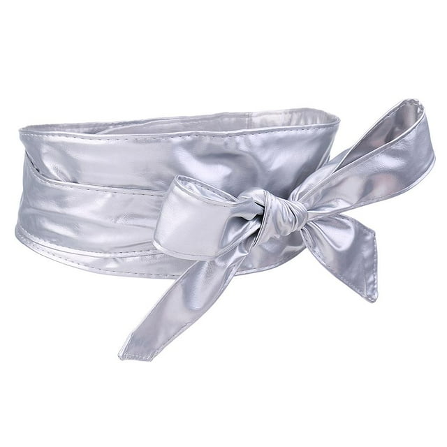 Cinturón de cintura ancha Zulema Obi de piel sintética para mujer Plata