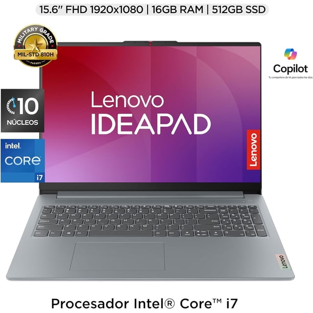 Laptop Lenovo IdeaPad Slim 3 15IRH8 | Intel Core i7 13ª Gen | 16GB RAM | 512GB SSD | Full HD 15.6" | Windows 11 Home | Gris con Teclado en español.