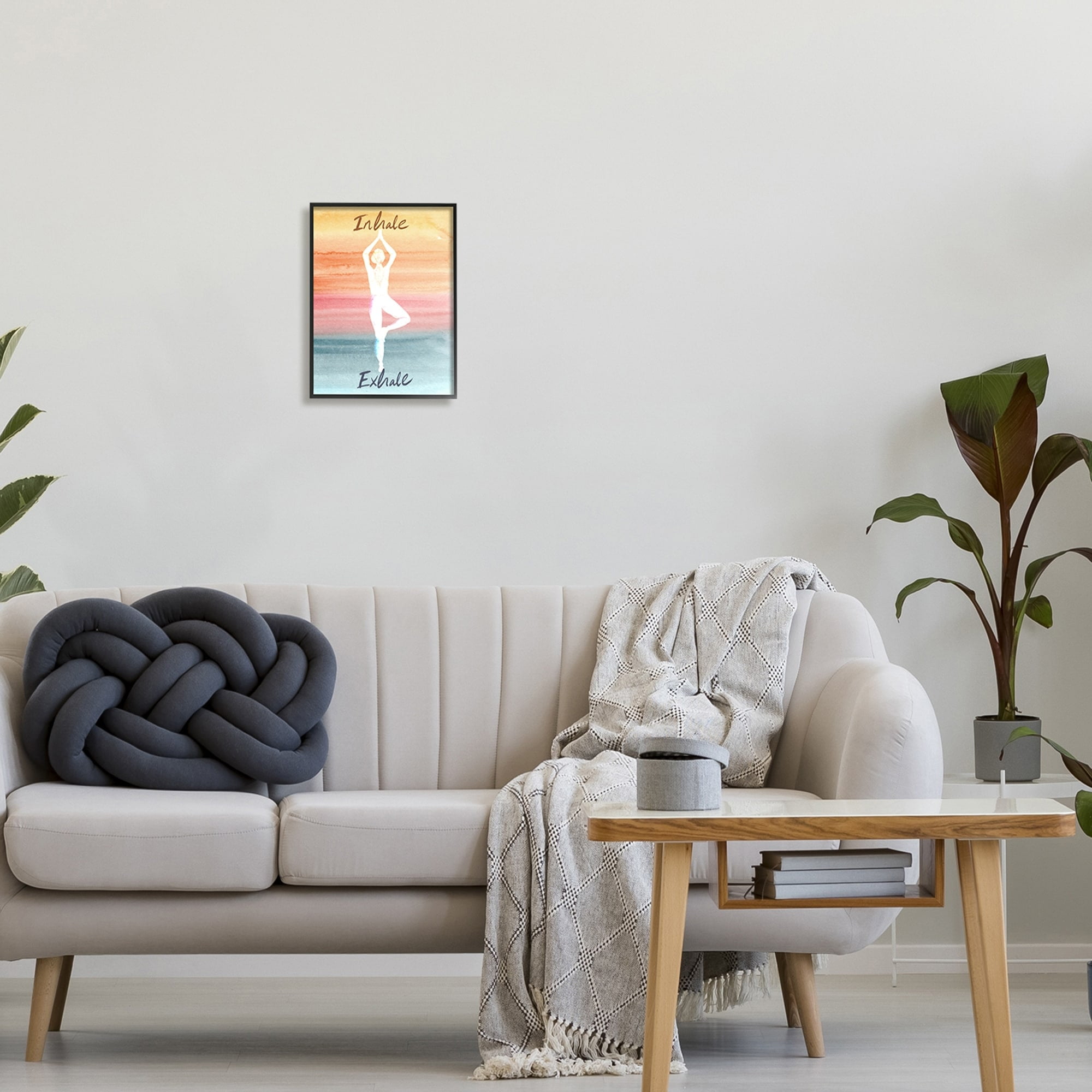 Stupell Industries Inhale Exhale Soothing Yoga Pose Watercolor Effect Framed Wall Art, 24 x 30, Design by Kate Eldridge