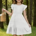 thumbnail image 6 of Mqqzkk Girls Cute Dress Fashion Cap Sleeve A-Line Sundress Casual Flowy Regular Fits Midi Dresses for 5-15 Years Kids, 6 of 8