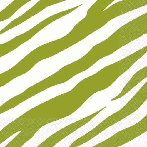 Zebra Stripes Animal Print Green Small Napkins (16ct)