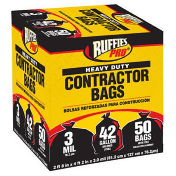 Berry Plastics 1190274 50 Pack, 42 Gallon, Black Contractor Bag